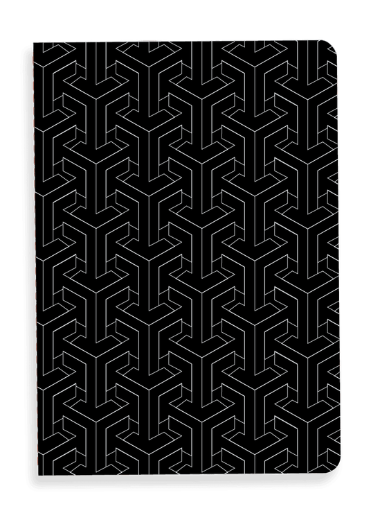 Overhead product shot of MUELLERPRINTS. Paperwork Black No. 02 Notizhefte · 60 Seiten · Kariert