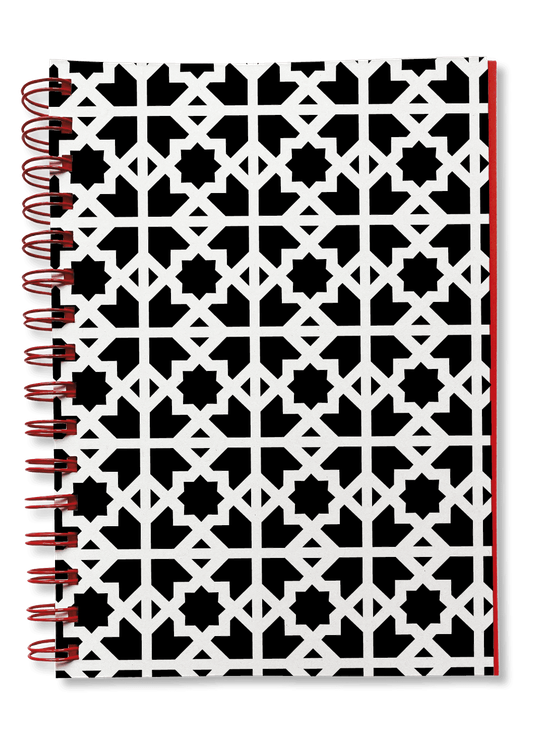 Overhead product shot of MUELLERPRINTS. Paperwork Black No. 11 Spiralbücher · 200 Seiten · Dotted