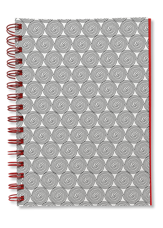 Overhead product shot of MUELLERPRINTS. Paperwork Black No. 12 Spiralbücher · 200 Seiten · Blanko