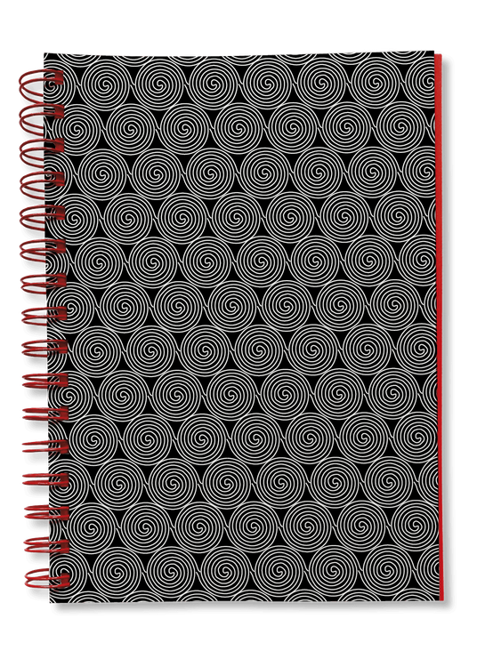 Overhead product shot of MUELLERPRINTS. Paperwork Black No. 13 Spiralbücher · 200 Seiten · Dotted